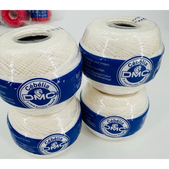 DMC Cebelia Crochet 167G 100% Mercerized Cotton Size 20 Bright White B5200 (4) - Picture 1 of 8